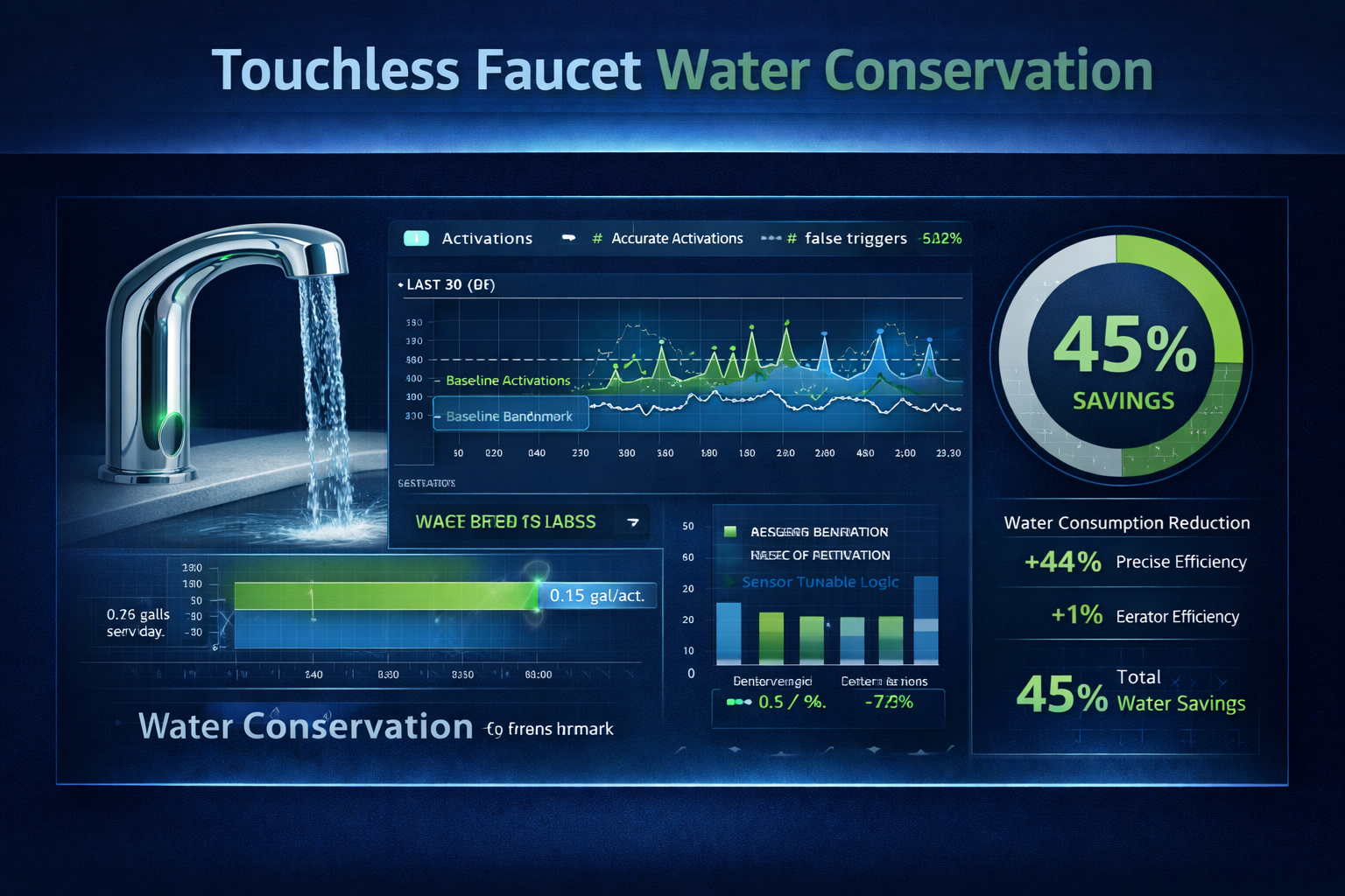 Touchless faucet water conservation performance